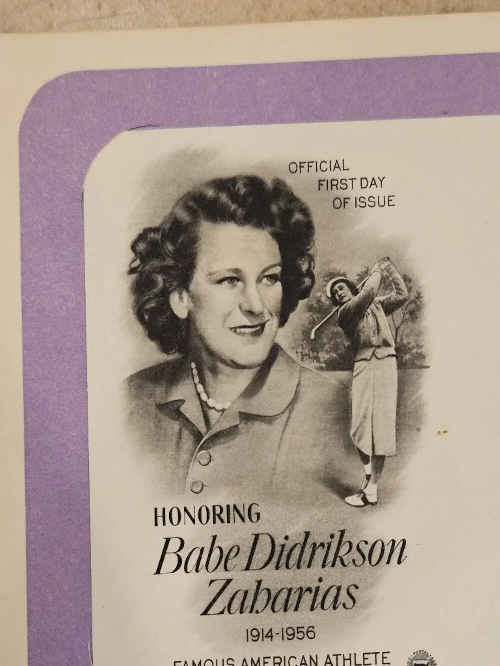 RARE COLLECTIBLE USPS 1ST DAY ISSUE COVER BABE DIDRIKSON ZAHARIAS WOMAN STAMP